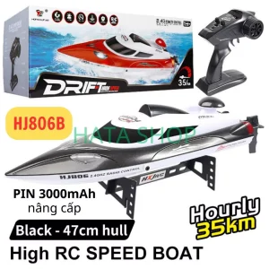 Tàu Cano Điều Khiển Từ Xa HJ806B Nâng Cấp 3000mAh 35km/h Chống Lật Chống Nước Xa 200 Có Điều Tốc