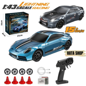 Xe Đua Drift Tỉ Lệ 1/43 Điều Khiển Từ Xa Tốc Độ 15km/h 2.4Ghz Khung Gầm Kim Loại Có Đèn LED Servo Lái 4WD RC Car