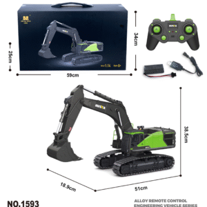 HUINA Xe Xúc 1593 Điều Khiển Từ Xa Phiên Bản Kim Loại 22 Kênh Tỉ Lệ Lớn 1/14 Xe Công Trình